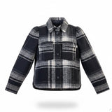 Gap Womens Plaid Shirt Jacket Black & White Button-Up Petite Recycled Sz XS