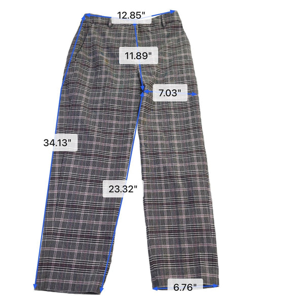 Express Womens Gray Plaid Editor Dress Pants Slim Fit Ankle Length Size 2S