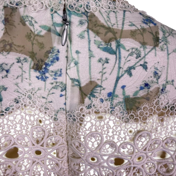 Elie Tahari Womens White Floral Lace Trim Sleeveless Dress Summer Size 8