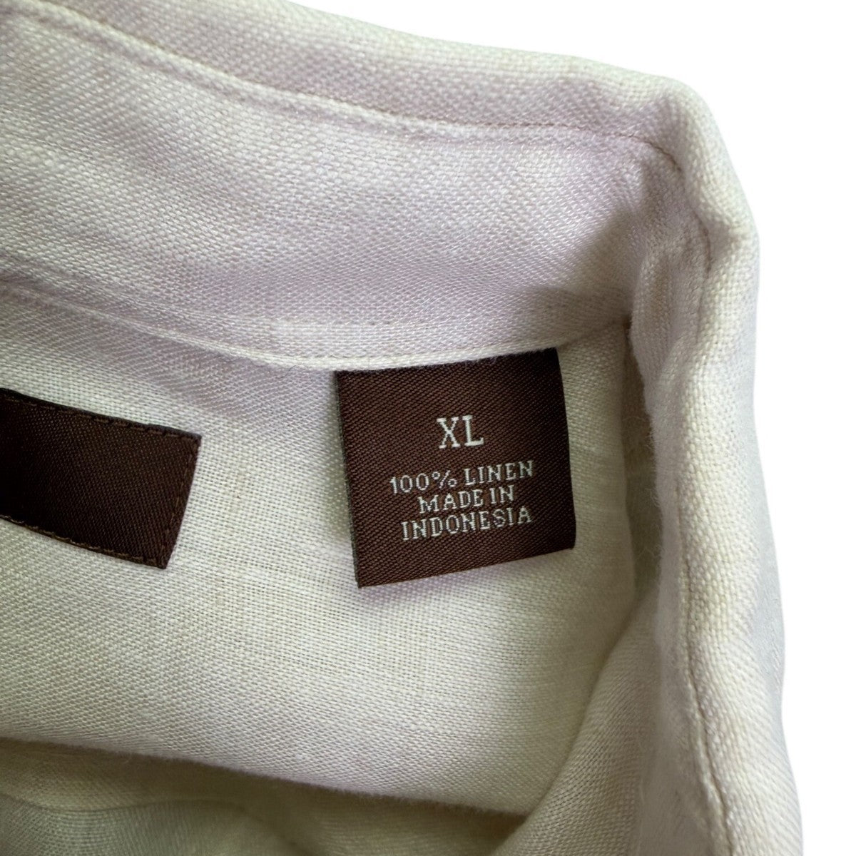 Perry Ellis Mens White Linen Button-Up Shirt Long Sleeve Sz XL