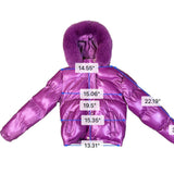 Fashion Nova Girls Purple Puffer Coat Faux Fur Hood Size 14 Y2K Winter