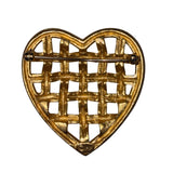 Anne Klein Women Gold Tone Woven Heart Brooch Pin Signature Stamped Vintage