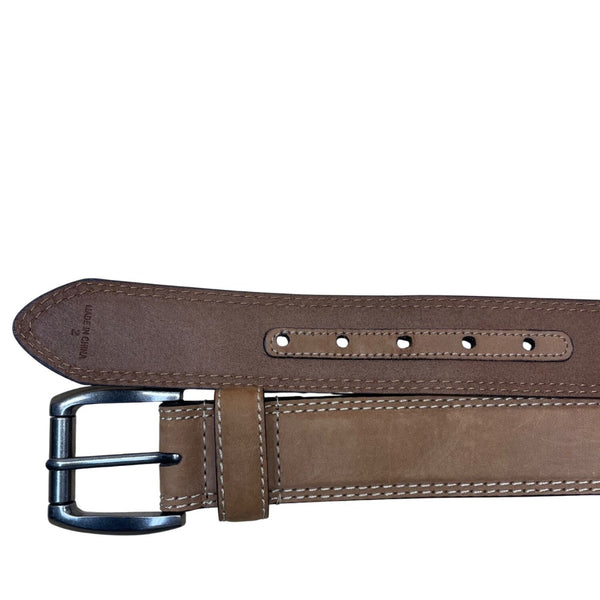 Genuine Leather Mens Brown Belt With Silver Buckle Casual Accessory Sz 49