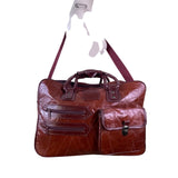 Seville Mens Brown Leather Patchwork With Adjustable Shoulder Strap Travel Bag