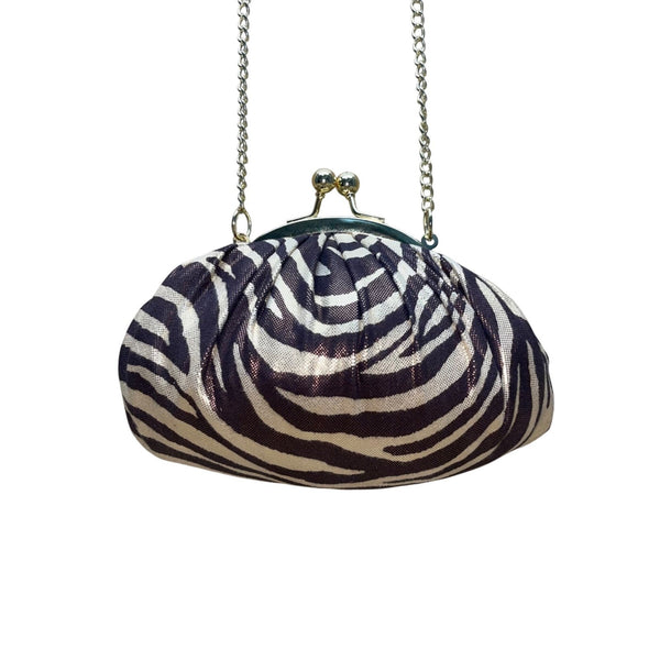 Chicos Women’s Brown & Gold Polyester Zebra Print Mini Crossbody Clutch Bag