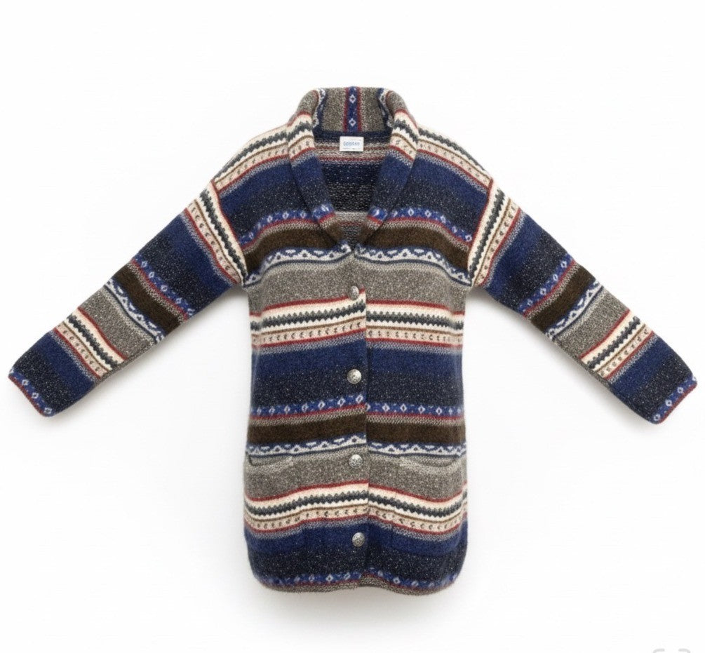 United Colors Of Benetton Womens Multicolor Wool Button-Up Cardigan Sweater Sz M