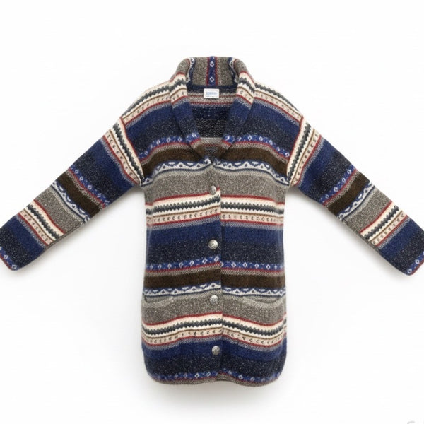 United Colors Of Benetton Womens Multicolor Wool Button-Up Cardigan Sweater Sz M