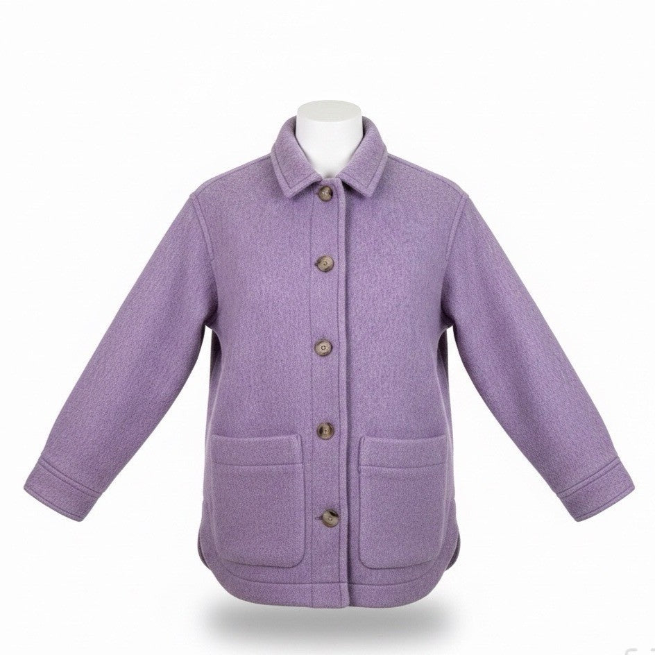 Madewell Womens Lavender Button-Up Coat With Dual Pockets & Lining Sz XS