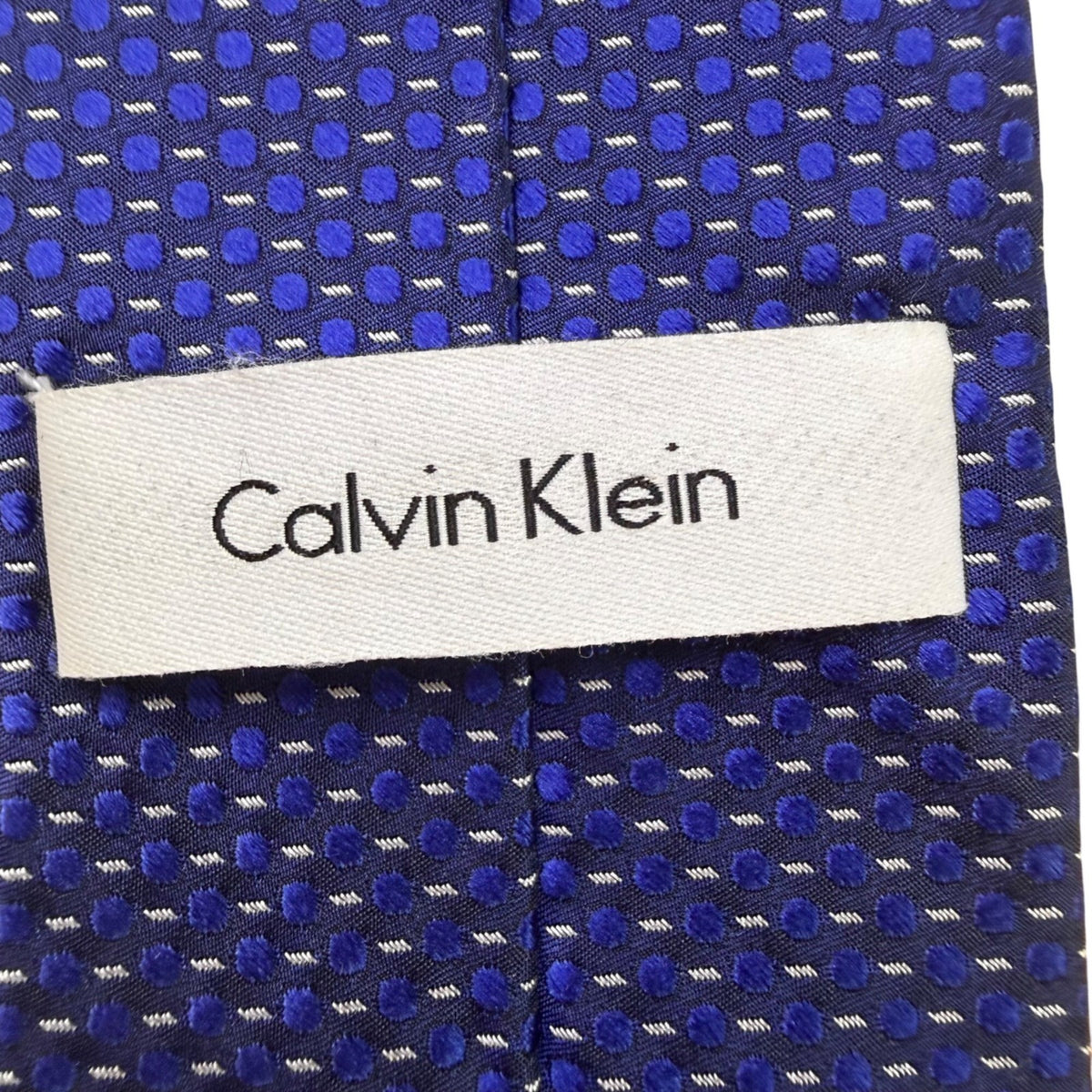 Calvin Klein Mens Blue 100% Silk Textured Pattern Slim Neck Tie