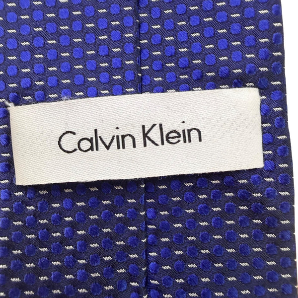 Calvin Klein Mens Blue 100% Silk Textured Pattern Slim Neck Tie