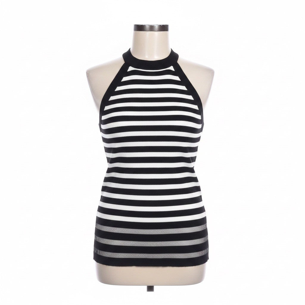 Zara Womens Black & White Striped Sleeveless Halter Tank Top Size S