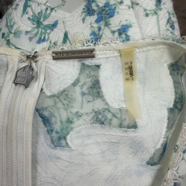 Elie Tahari Womens White Floral Lace Trim Sleeveless Dress Summer Size 8