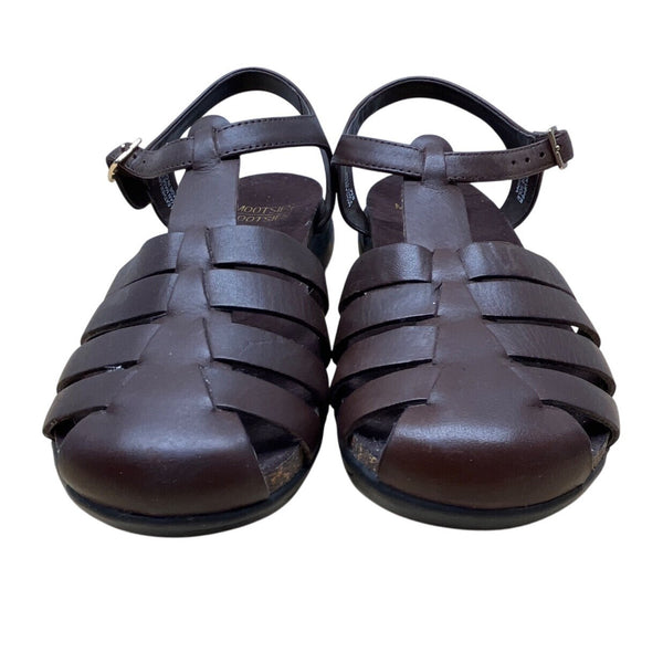 Mootsies Tootsies Women’s Brown Leather Adjustable Buckle Strappy Sandals Sz 8