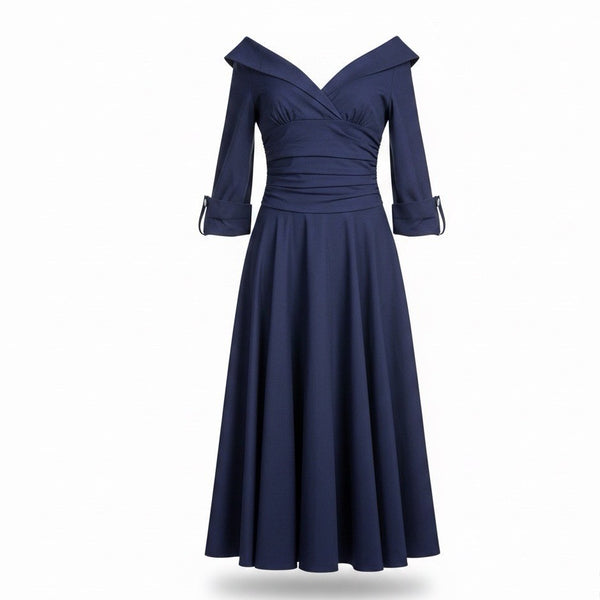 Jessica Howard Womens Navy Midi Fit & Flare Dress Size 12 Tag