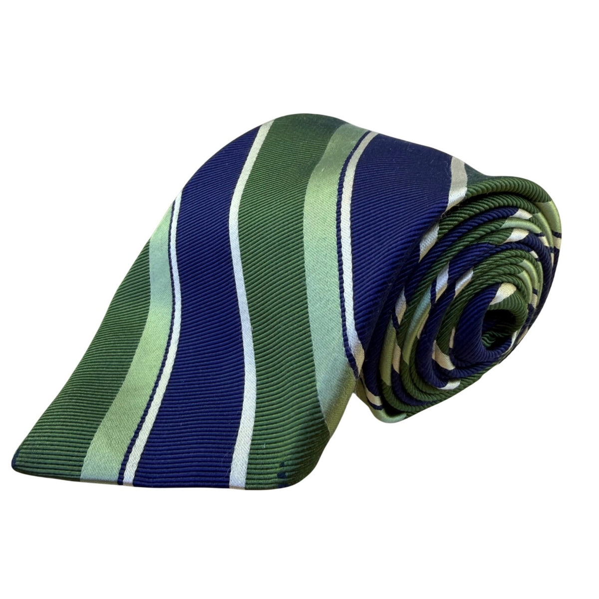 Jos. A. Bank Mens Green & Blue Silk Blend Striped Tie Italy Signature Collection