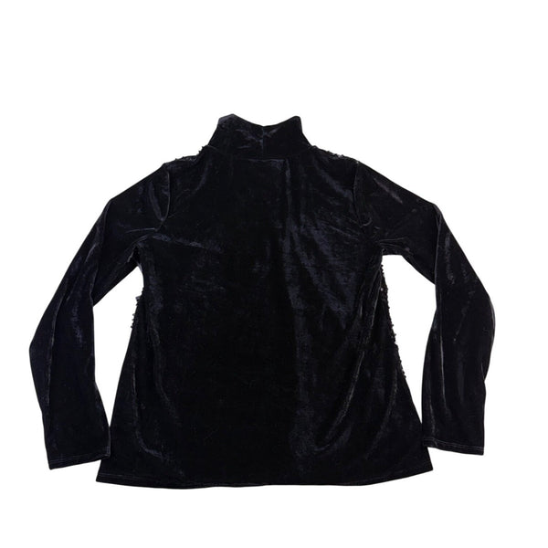 Simply Vera Vera Wang Womens Black Sequin Turtleneck Long Sleeve Sweater Size L