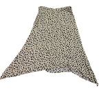 Olivia Grey Womens Black/Beige Animal Print Asymmetric Midi Skirt Sz L