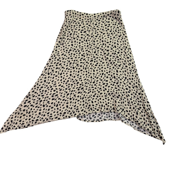 Olivia Grey Womens Black/Beige Animal Print Asymmetric Midi Skirt Sz L