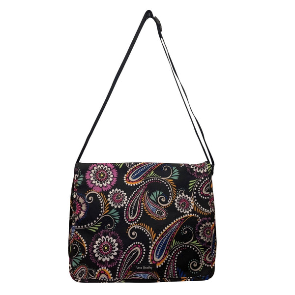 Vera Bradley Women’s Black Paisley Bold Floral Pattern Adjustable Messenger Bag