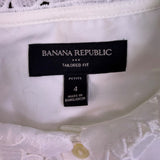 Banana Republic Womens White Sleeveless Button-Up Blouse With Lace Collar Size 4