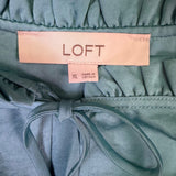 Loft Womens Sage Green Long Sleeve Blouse Keyhole Tie Neck Size XL