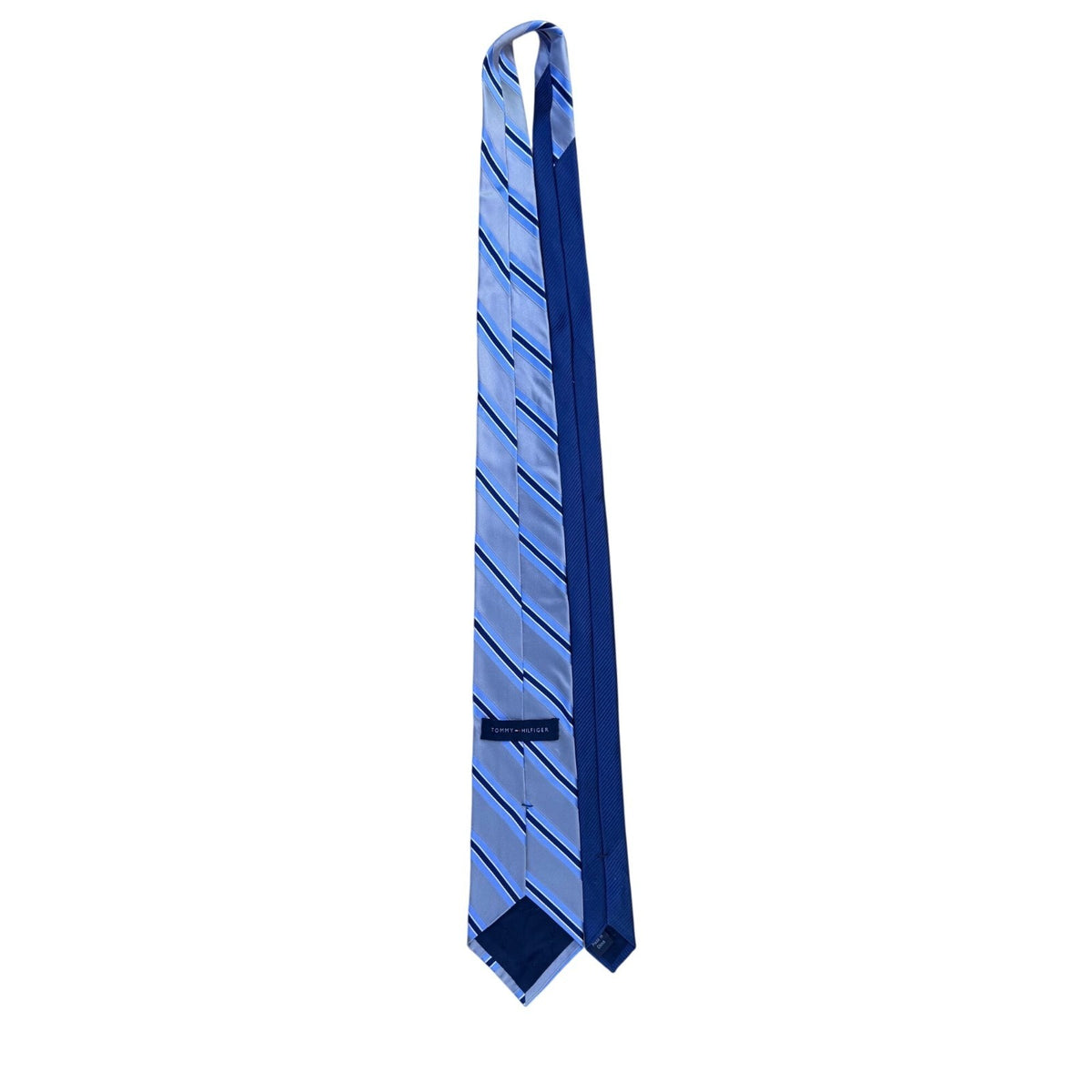 Tommy Hilfiger Mens Blue Striped 100% Silk Necktie Classic Style Office Wear