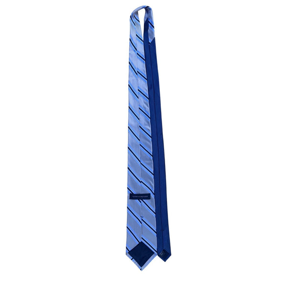 Tommy Hilfiger Mens Blue Striped 100% Silk Necktie Classic Style Office Wear