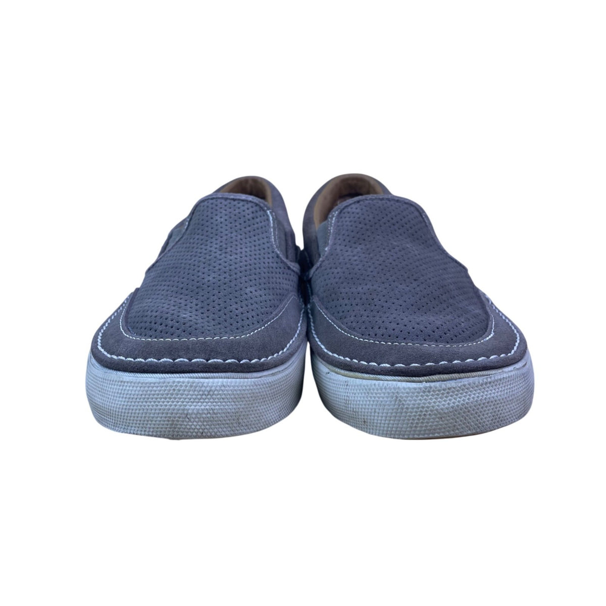 Sperry Men’s Gray Perforated Upper Leather Slip-On Loafers Shoes Size 9.5M