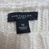 Ann Taylor Womens Ivory Nylon/Acrylic Sweater Cable-Knit Pullover Size M