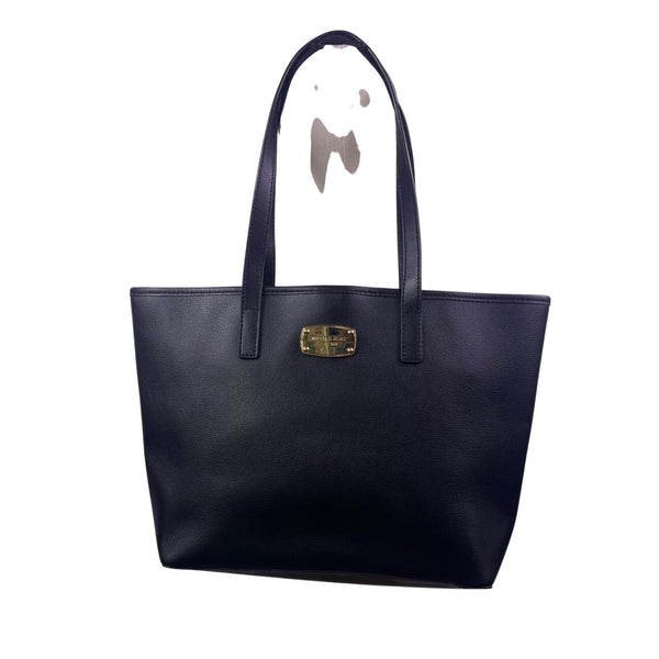 Michael Kors Women’s Black Leather Gold Hardware Double Handles Tote Bag