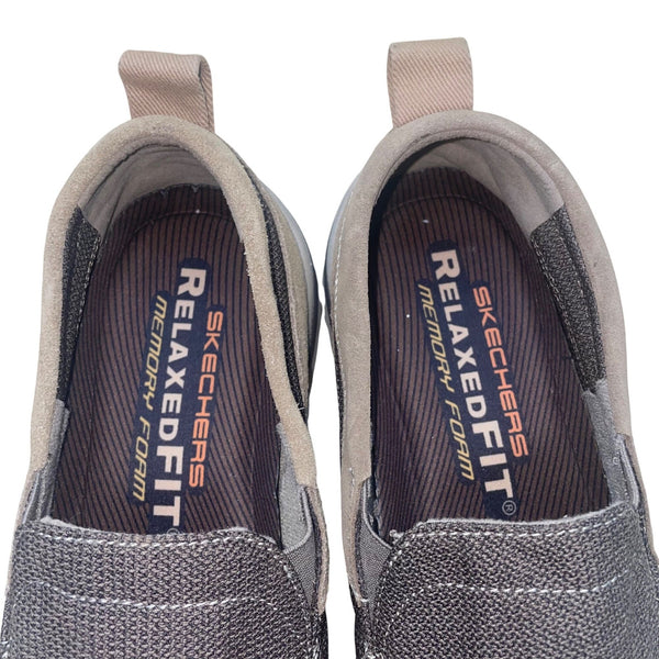 Skechers Men’s Brown Mesh & Leather Slip-On Relaxed Fit Loafers Size 10.5