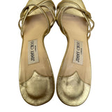 Jimmy Choo Women’s Gold Leather Strappy Open Toe heeled Sandals Size 38