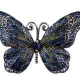 Green & Blue Butterfly Necklace Enamel Crystal Detail Silver Adjustable Chain