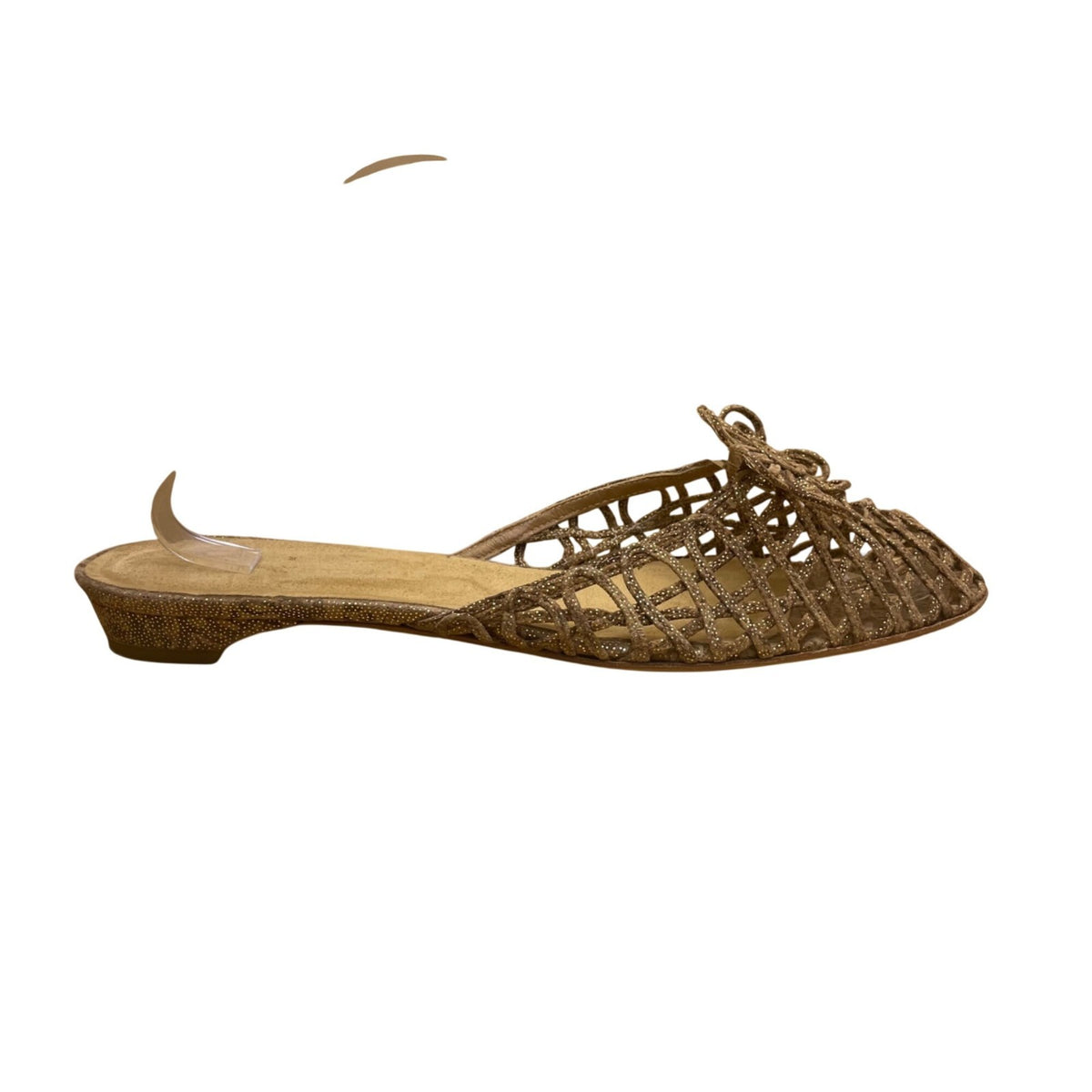 Vintage Stuart Weitzman Women’s Gold Leather Open-Toe Slingback Floral Sandals S