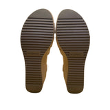 Women’s Beige Suede Strappy Style Adjustable Buckle Wedge Sandals Sz 8.5