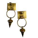 Vintage Unknown Gold Tone Various Metal Dangle Earrings With Geometric Shapes