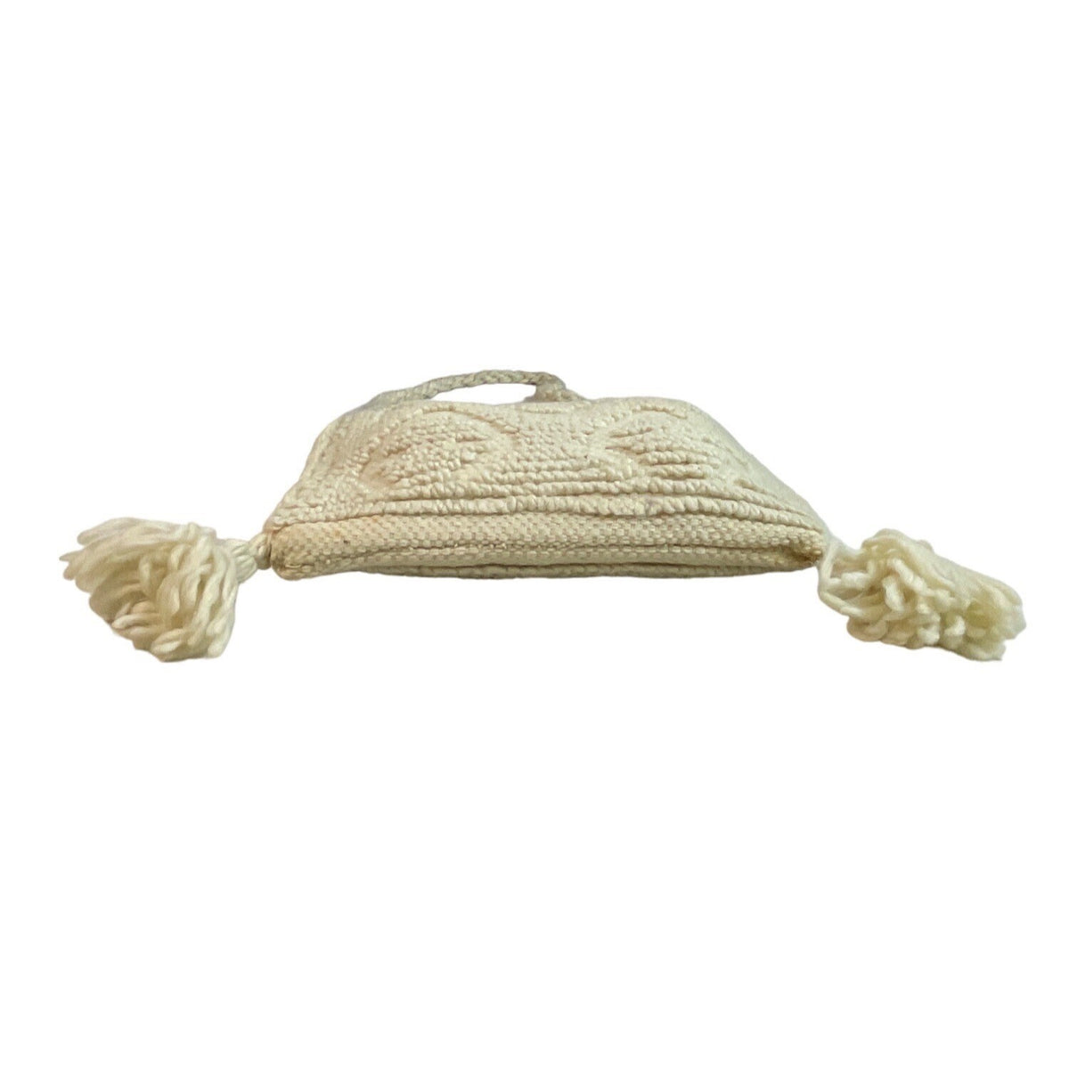 Handcrafted Women's Ivory Crochet Wool Crossbody and Shoulder Bag Sz M