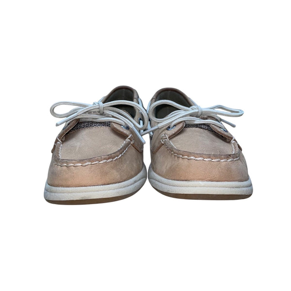 Sperry Women's Beige Leather Casual Slip-On Top Sider Boat Shoes Size 7.5M