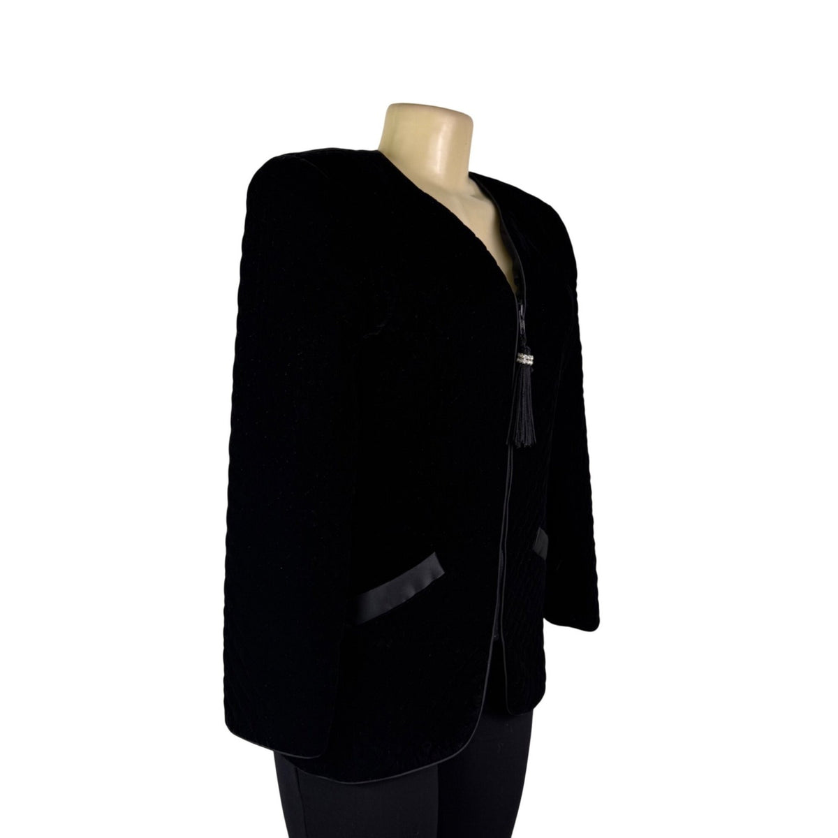 Ann Hobbs For Cattiva Womens Black Acetate Rayon Velvet Zip Jacket Size S