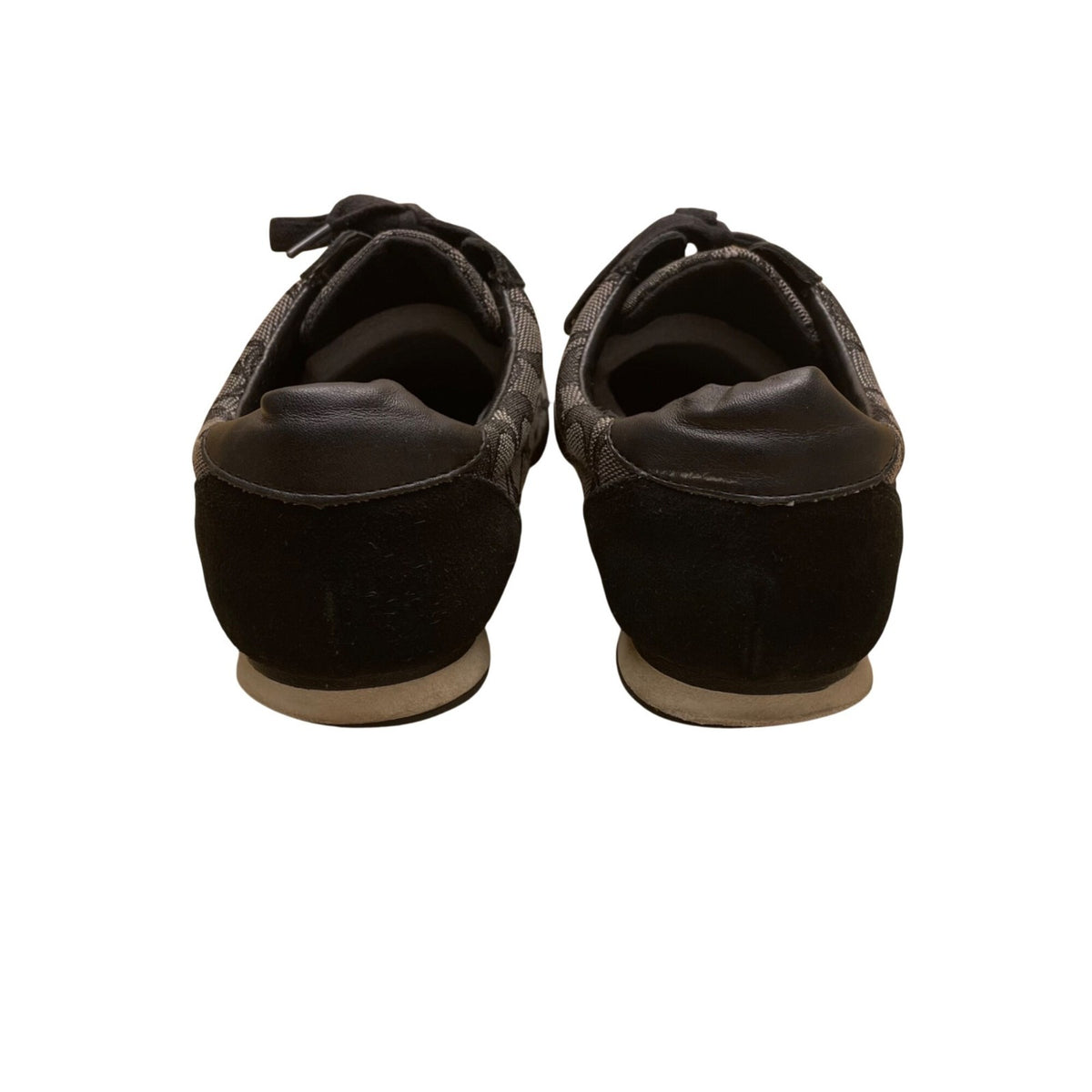 Coach Women's Black Suede & Canvas Monogram Lace-Up Athletic Sneakers Size 8
