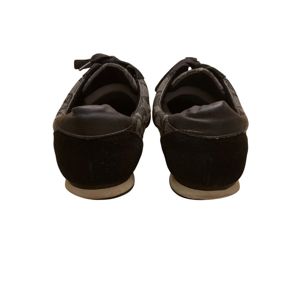 Coach Women's Black Suede & Canvas Monogram Lace-Up Athletic Sneakers Size 8