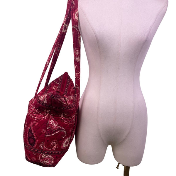 Vera Bradley Women’s Red Cotton Paisley Tote Bag With Matching Accessory Set