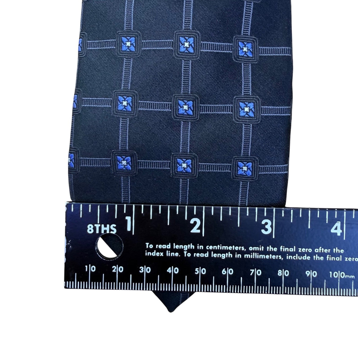 Donald J. Trump Mens Blue Silk Floral Geometric Tie Handmade Classic Necktie