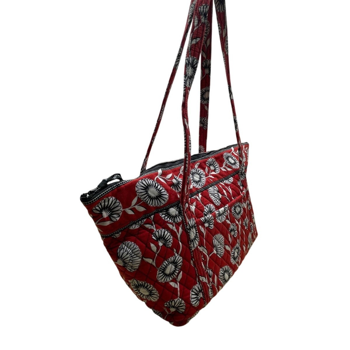 Vera Bradley Women’s Red Floral Quilted With Double Straps Tote Bag