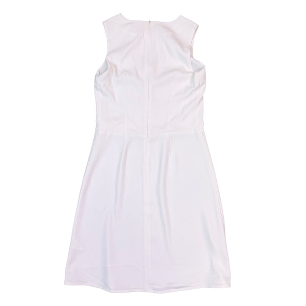 Kala Womens White Silk Sleeveless A-Line Dress Keyhole Detail Size S