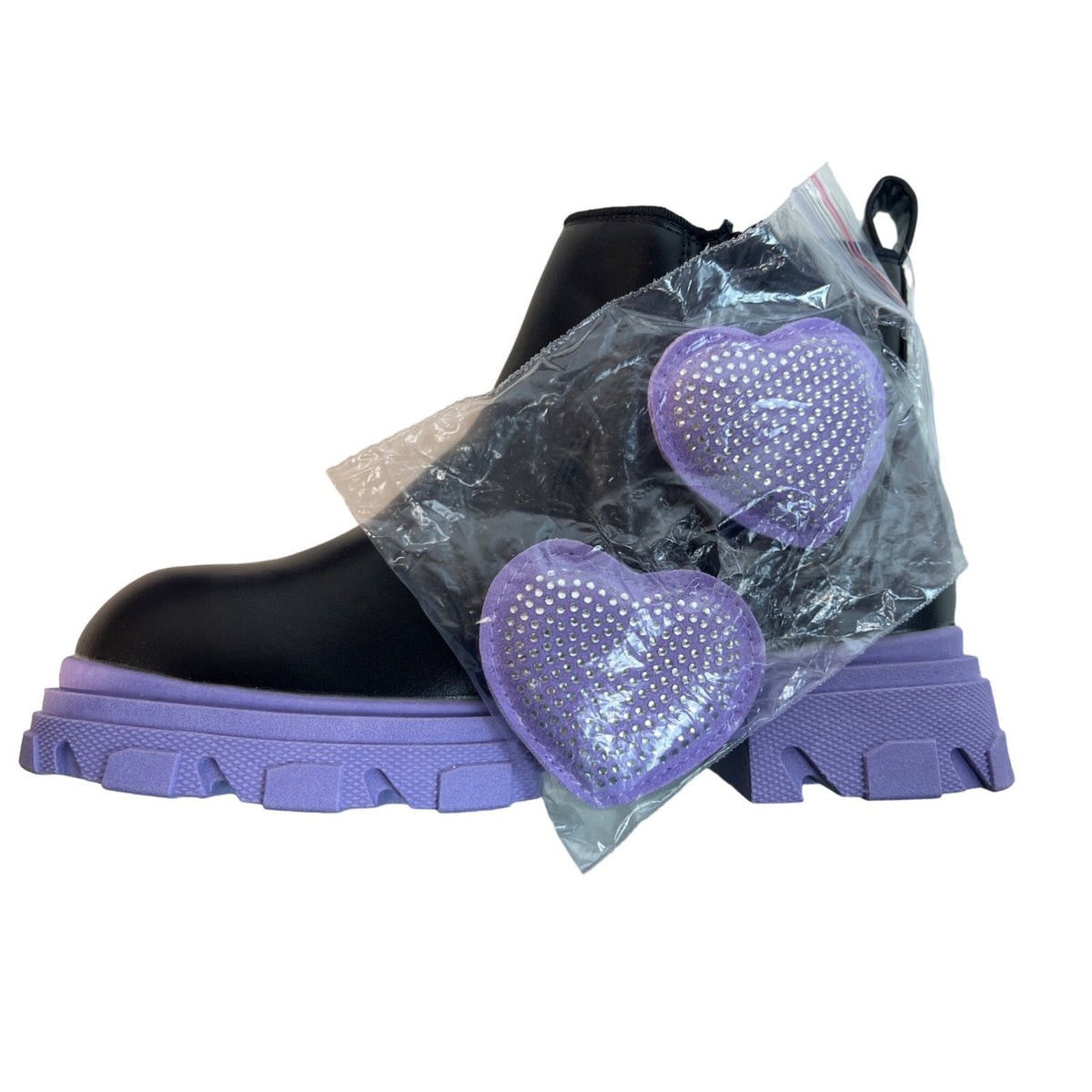 Dream Pairs Girls Side Zipper Chelsea Ankle Booties Purple Bow Knot Sz 1