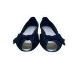 Loeffler Randall Women’s Black Suede With Bow Open-Toe Flats Size 7