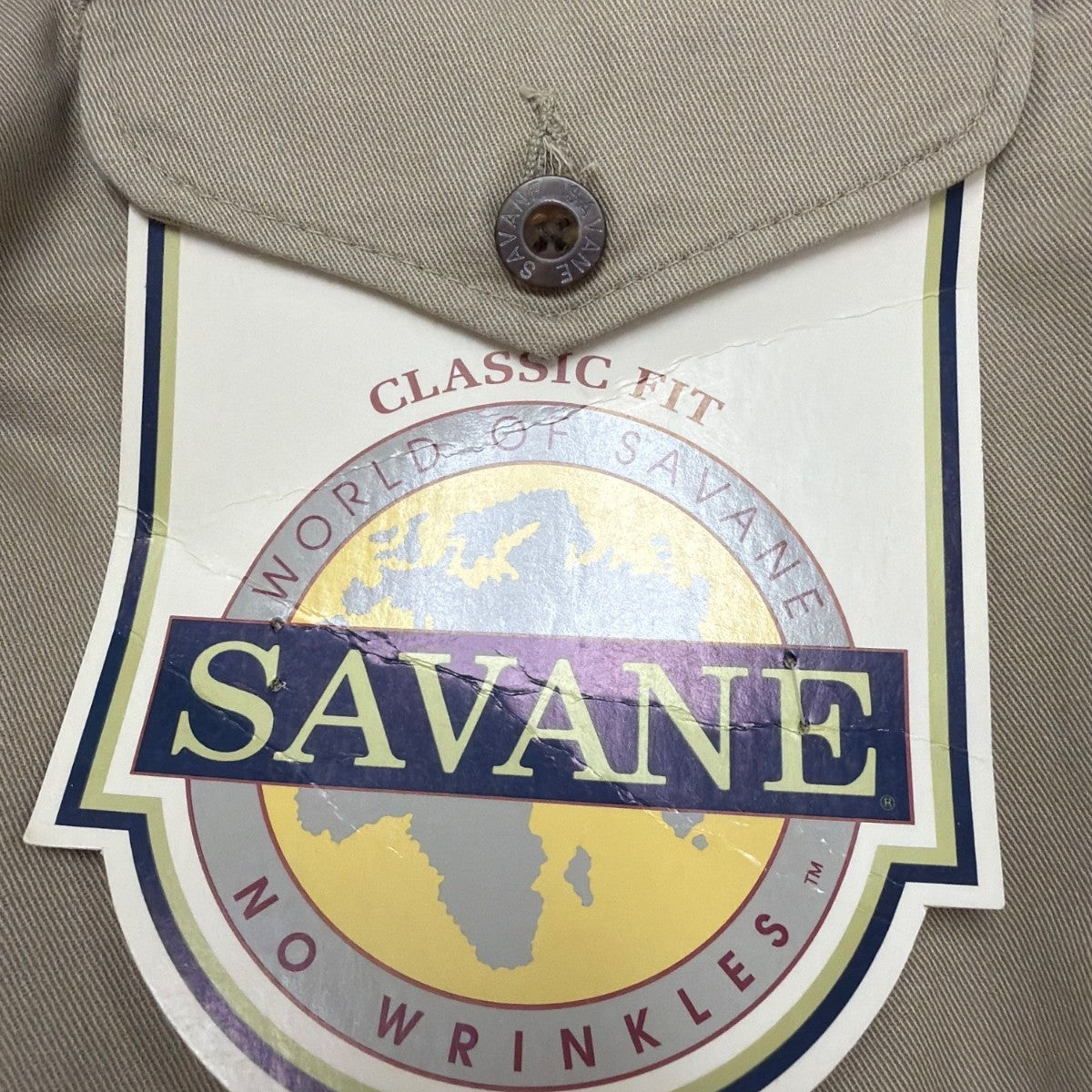 Savane Mens Khaki Cotton Classic Fit Pants No Wrinkles Stain Free Process Sz 44