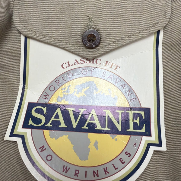 Savane Mens Khaki Cotton Classic Fit Pants No Wrinkles Stain Free Process Sz 44