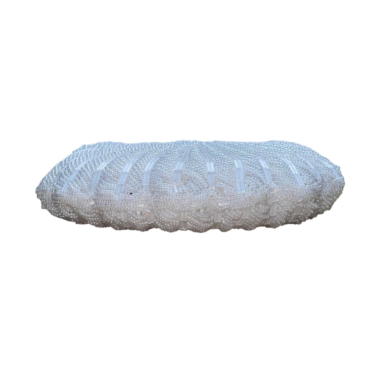 Lindsay Blake Women’s White Beaded Shell Evening Bag With Gold Chain Strap